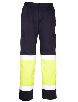 Pantalón trabajo alta visibilidad marino/amarillo ANTEO 210 GRS.
