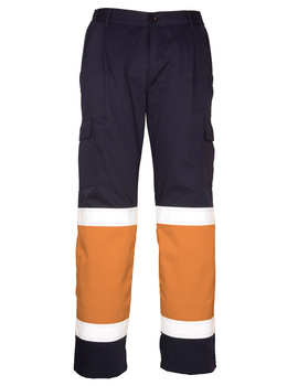 Pantalón trabajo alta visibilidad marino/naranja ANTEO 210 GRS.