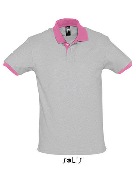 Polo SOL´S PRINCE gris con el cuello rosa