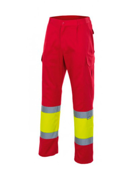 Pantalón multibolsillos combinado alta visibilidad 157 Rojo/Amarillo