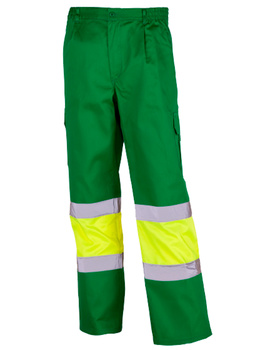 Pantalón combinado y forrado de alta visibilidad 1090 verde medio/amarillo CLASE 1 de 200 GR/MQ
