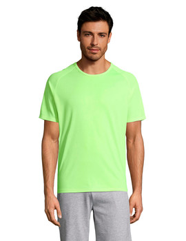 Camiseta de manga corta de poliéster transpirable Sporty color Amarillo Neón