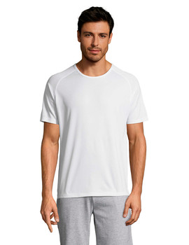 Camiseta de manga corta de poliéster transpirable Sporty color Blanco