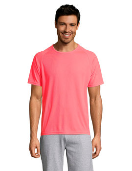 Camiseta de manga corta de poliéster transpirable Sporty color Coral Neón