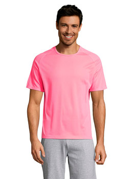 Camiseta de manga corta de poliéster transpirable Sporty color Rosa Flúor