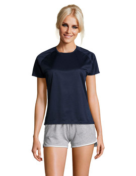 Camiseta de mujer manga corta de poliéster transpirable Sporty color French Marino