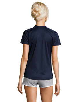 Camiseta de mujer manga corta de poliéster transpirable Sporty color French Marino