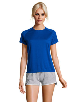 Camiseta de mujer manga corta de poliéster transpirable Sporty color Royal
