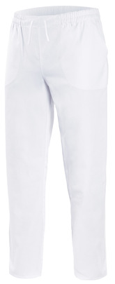Pantalón multiservicio 533001 blanco con gomas, cordones y dos bolsillos
