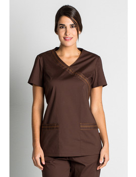 Casaca manga corta 8017 marrón de mujer para sanidad y centros de estética. 