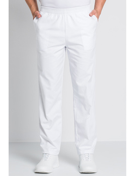 Pantalón clásico 9929 blanco con gomas para sanidad, servicios, comercio y estética
