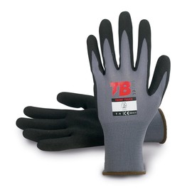 Paquete de 10 guantes 700 MFde nylon gris sin costuras recubierto de nitrilo foam