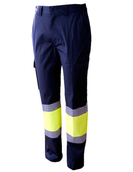 Pantalón STRECHT combinado y forrado de alta visibilidad 1090S marino/amarillo CLASE 1 de 200 GR/MQ