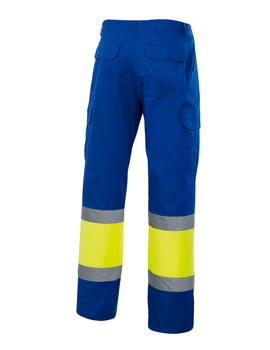 Pantalón multibolsillos combinado alta visibilidad 157 Azulina/Amarillo