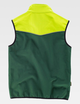 Chaleco softshell bicolor S9316 Verde Oscuro + Amarillo A.V.