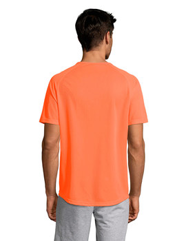 Camiseta de manga corta de poliéster transpirable Sporty color Naranja Flúor