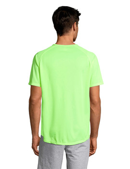 Camiseta de manga corta de poliéster transpirable Sporty color Amarillo Neón