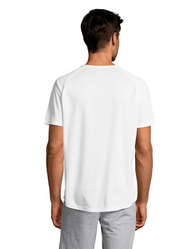 Camiseta de manga corta de poliéster transpirable Sporty color Blanco