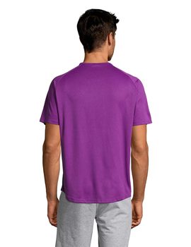 Camiseta de manga corta de poliéster transpirable Sporty color Morado Oscuro