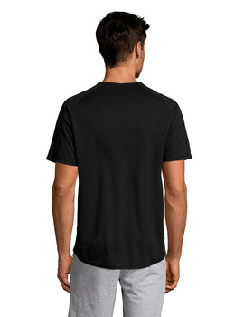 Camiseta de manga corta de poliéster transpirable Sporty color Negro