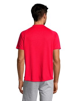 Camiseta de manga corta de poliéster transpirable Sporty color Rojo