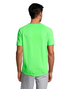 Camiseta de manga corta de poliéster transpirable Sporty color Verde Neón
