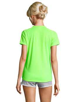 Camiseta de mujer manga corta de poliéster transpirable Sporty color Amarillo Neón
