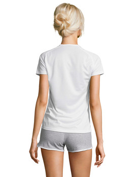 Camiseta de mujer manga corta de poliéster transpirable Sporty color Blanco