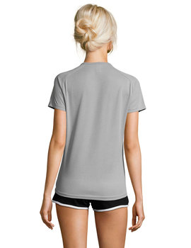 Camiseta de mujer manga corta de poliéster transpirable Sporty color Gris Puro