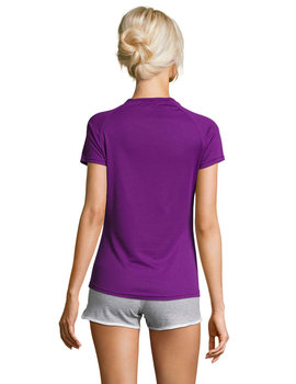 Camiseta de mujer manga corta de poliéster transpirable Sporty color Morado Oscuro