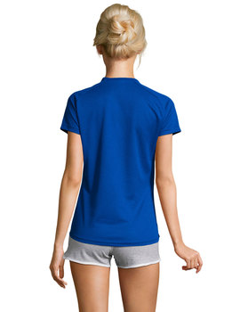 Camiseta de mujer manga corta de poliéster transpirable Sporty color Royal