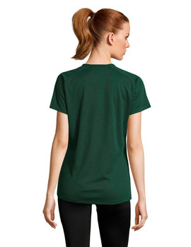 Camiseta de mujer manga corta de poliéster transpirable Sporty color Verde Bosque