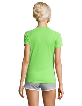 Camiseta de mujer manga corta de poliéster transpirable Sporty color Verde Manzana