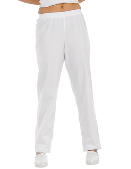 Pantalón clásico 8201 blanco con gomas para sanidad, servicios, comercio y estética