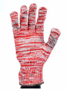 Caja de 120 guantes anticorte 215 algodón poliéster texturizado rojo